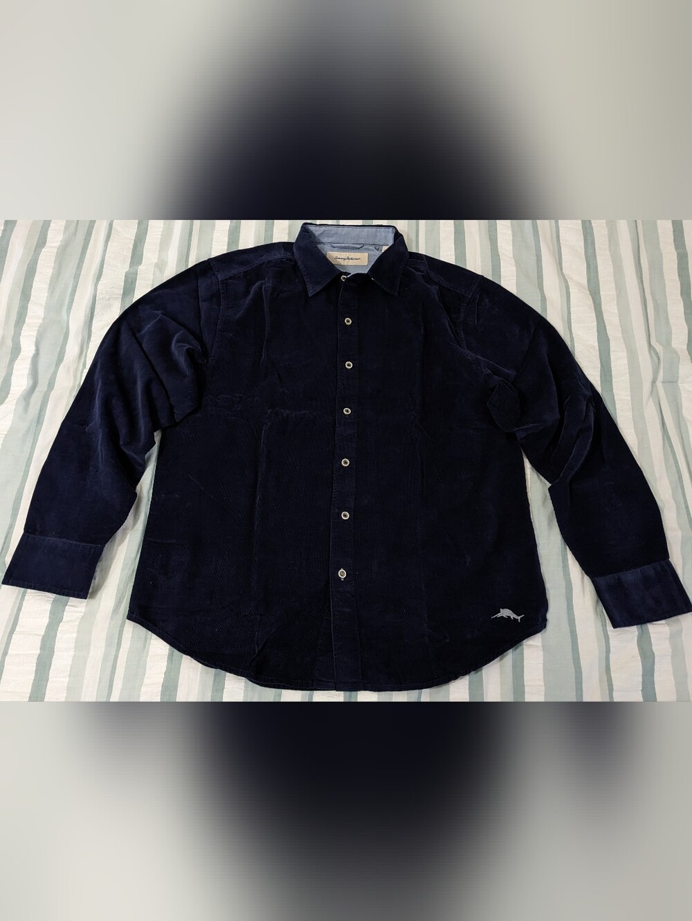 Men's Tommy Bahama Del Coast Corduroy Shirt Coastline Blue Size Medium